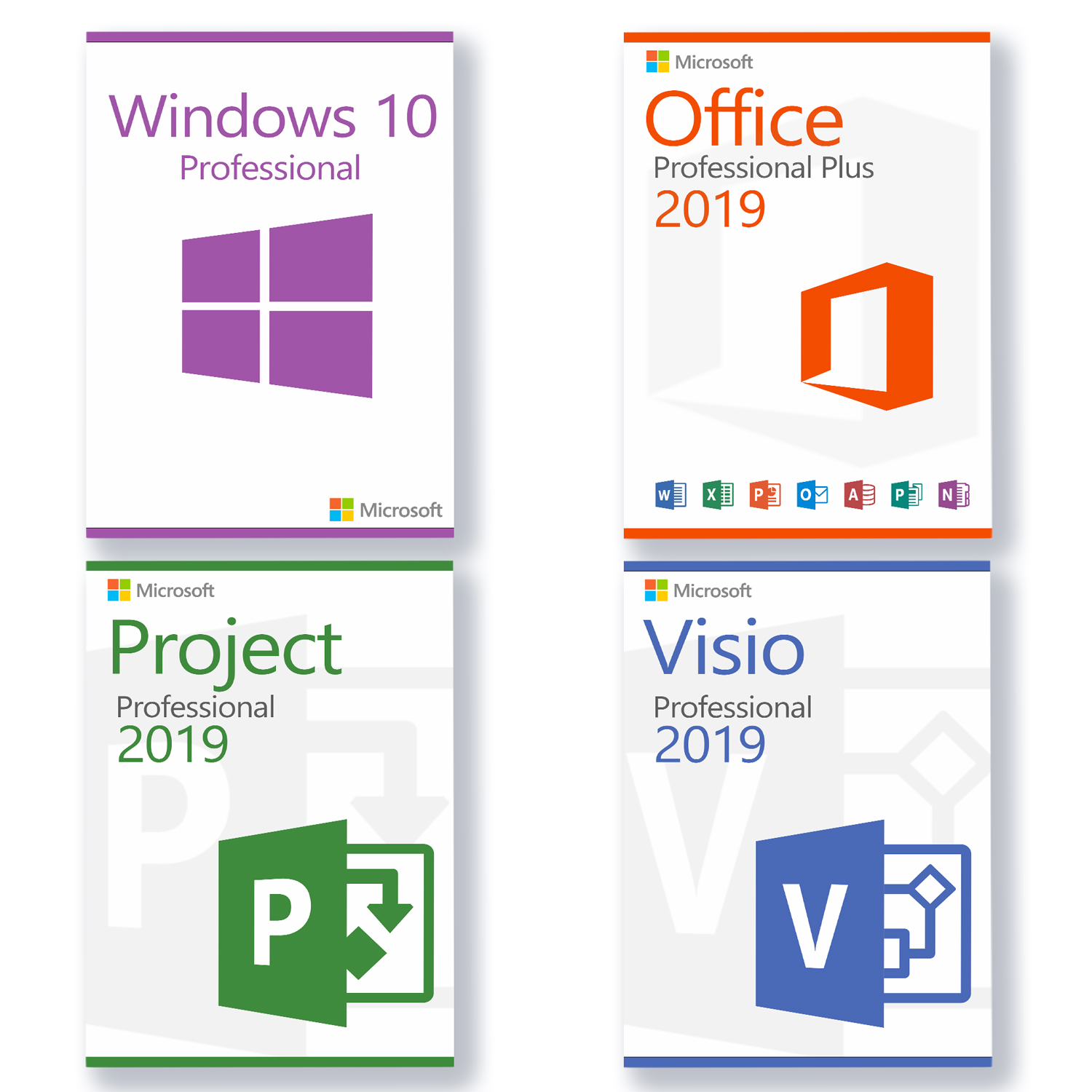 Microsoft Visio 2019 Professional - Microsoft Project 2019 Professional - Microsoft Office 2019 Professional Plus - Microsoft Windows 10 Professional Lizenz für 3 PC